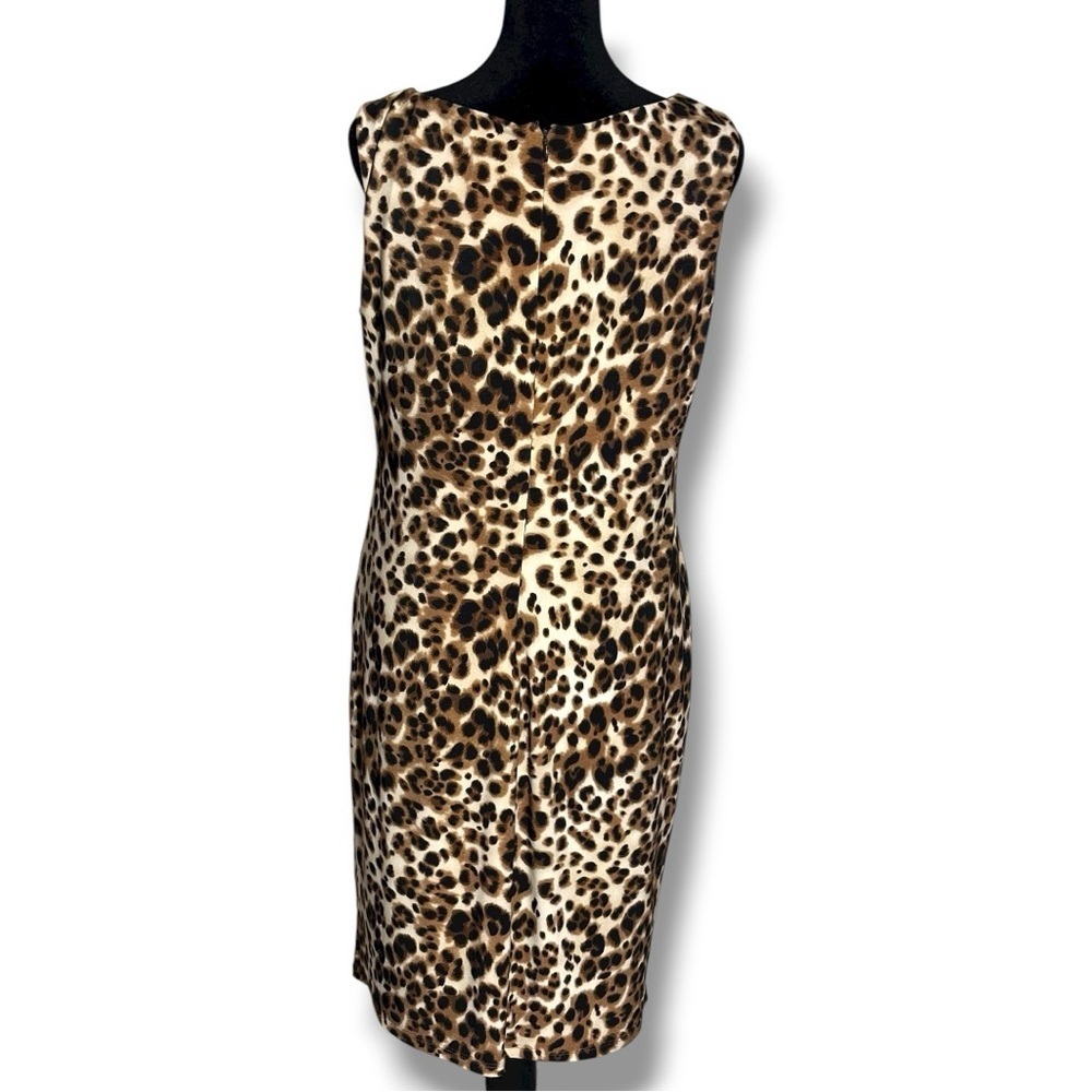 Jones New York Leopard Print Sleeveless Rouching Detail Fully Lined Mini Dress - Picture 5 of 13